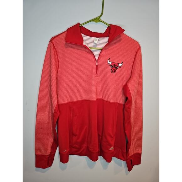 Adidas Chicago Bulls 1/4 Zip Red Climalite Pullover Sweatshirt Size Women's L - Picture 1 of 9